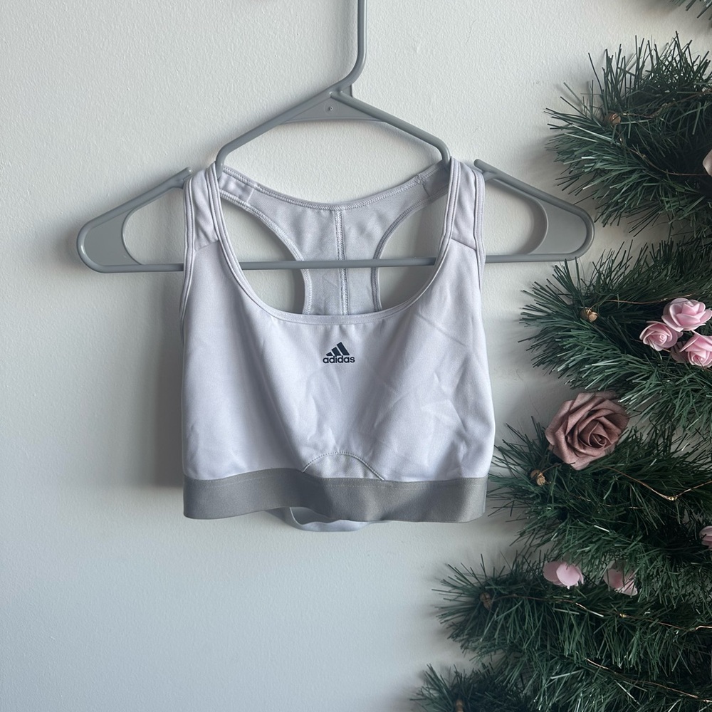 Adidas Women's White and Gray Sports Bra